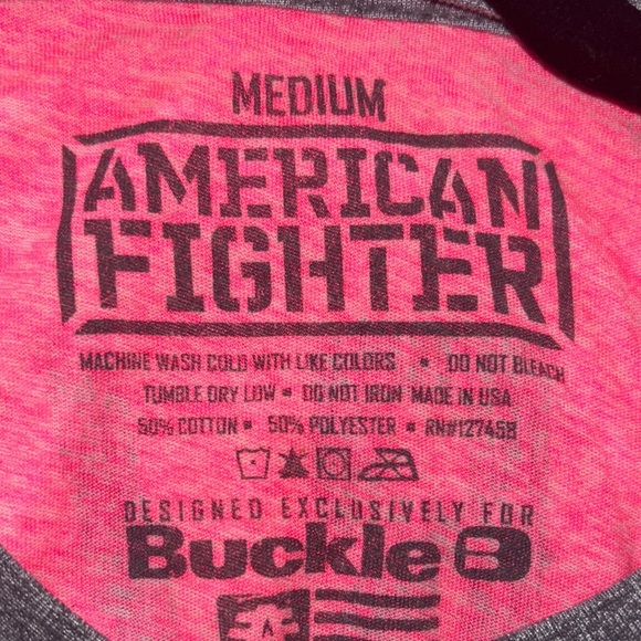 2 American Fighter Pink and Orange Burnout Graphic Tees - Picture 8 of 10